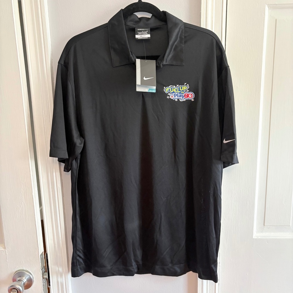 NEW Nike Golf Mens Large Polo Shirt Dri-Fit Black Fuel Up to Play 60 NFL